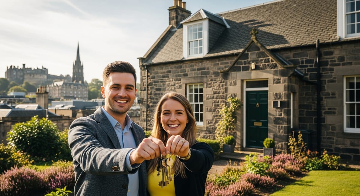 First-time buyers with keys to new Scottish home
